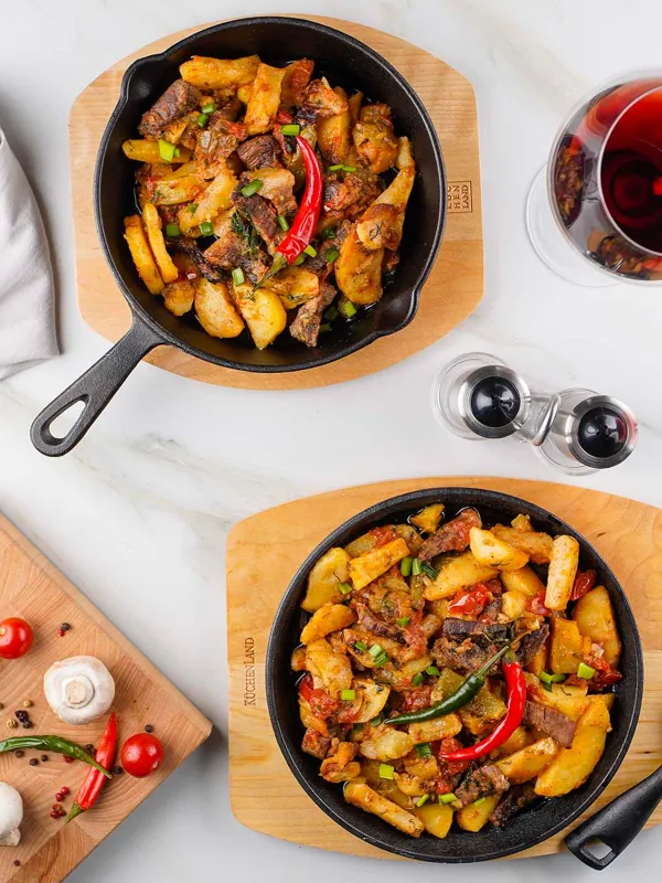 Сковорода, 20 см, на подставке, чугун/дерево, круглая, черная, Authentic, image-13