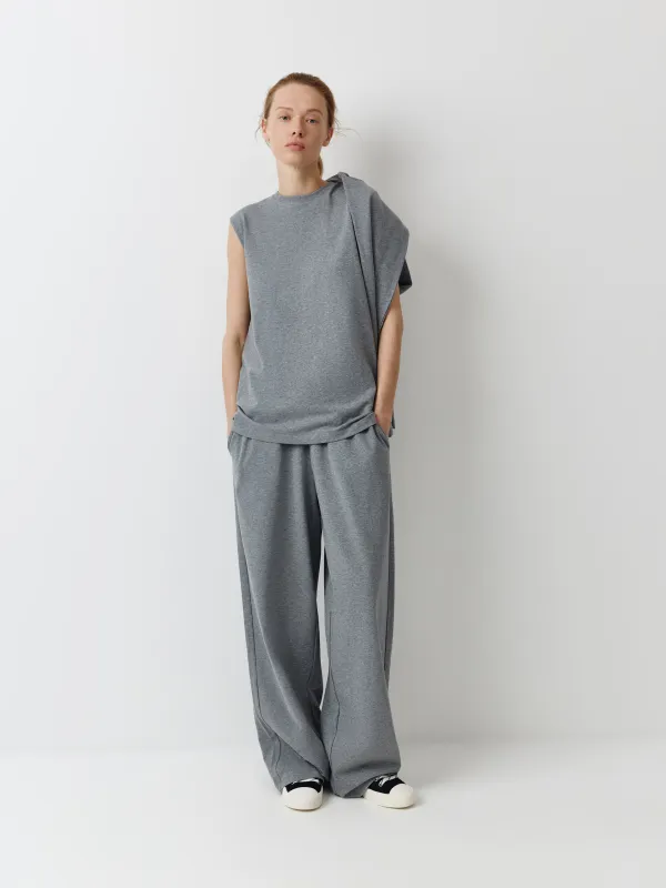 Әйелдер блузасы, өлшемі XS, сәндік жемпірі бар, мақта/спандекс К, сұр, Valerie, image-3