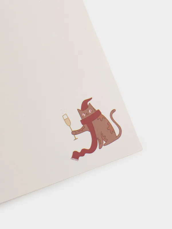 Открытка подарочная, 12х17 см, бумага, Christmas cat, image-4