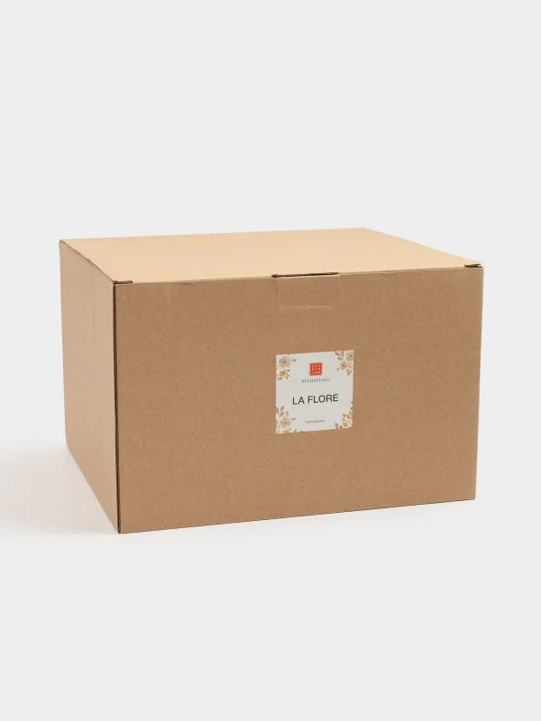 Ваза для фруктов, 24x15 см, на ножке, керамика D, молочная, Винтажные цветы, La flore, image-3