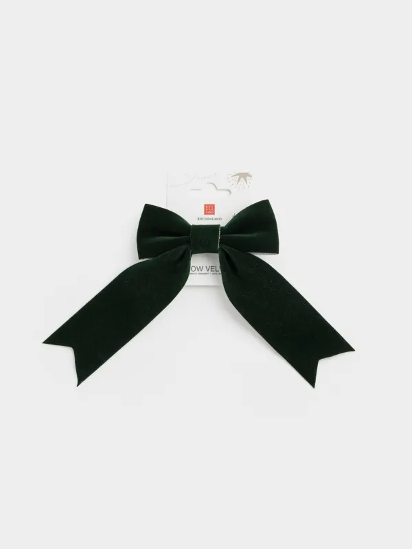Сәндік әшекей, 15 см, қыстырғышы бар, полиэстер, жасыл, Бантик, Bow velvet, image-4