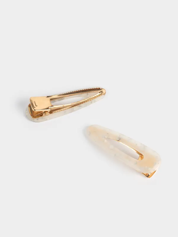 Шаш қыстырғыш, 7 см, 2 дана, акрил/металл, інжу-маржан, Гламур, Glam, image-2