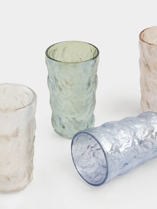 Стақан, 13 см, 350 мл, 4 дана, Р шыны, түрлі-түсті микс, Мыжылған эффект, Crumple color, image-3