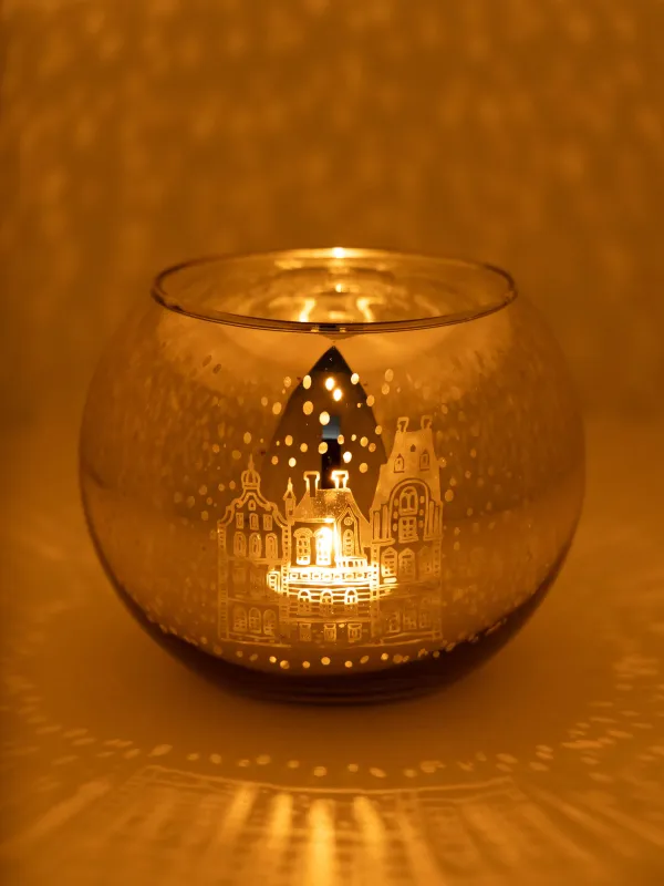 Шам ұстағыш, 15 см, шай шамына арналған, шыны, шампан, Үйлер, Champagne style, image-3