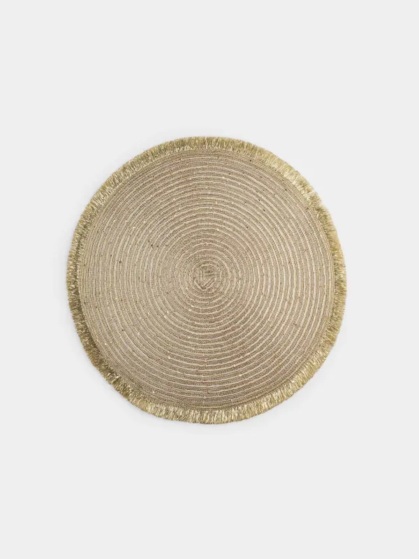 Салфетка под приборы, 38 см, с бахромой и пайетками, Rotary shine, image-0