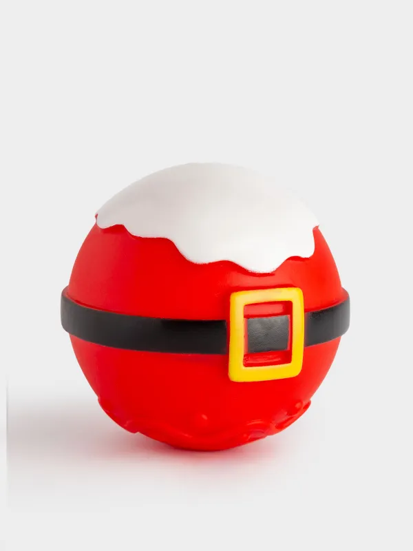 Игрушка для собак, 8 см, с пищалкой, резина, красная, Мяч Санты, Christmas pet, image-3