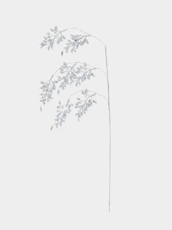 Ветка декоративная, 65 см, акрил/металл, Серебристые кристаллы, Crystal decor, image-0