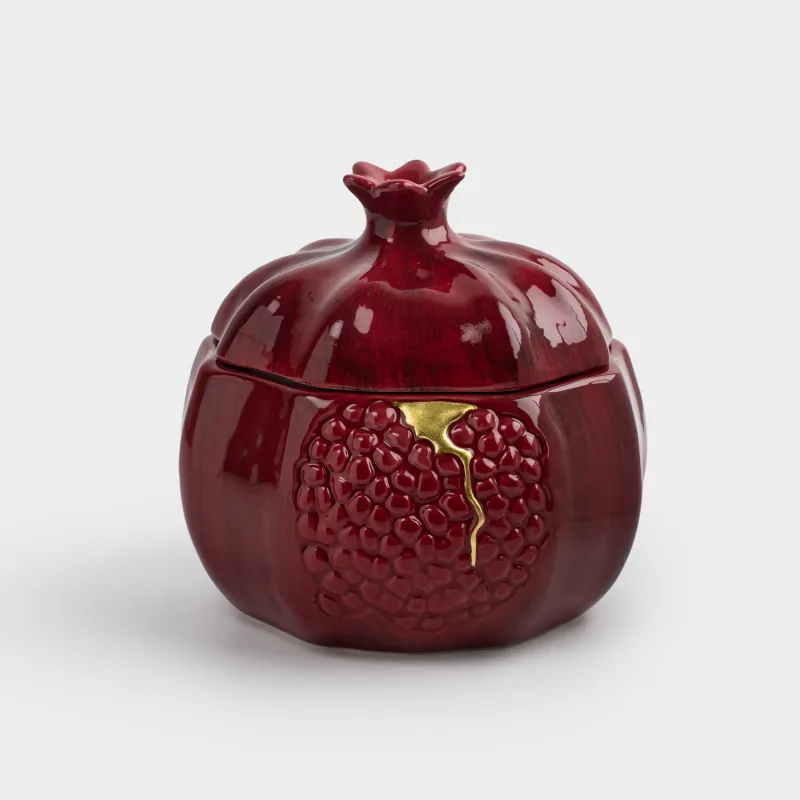 Сақтау ыдысы, 15х15 см, 1,2 л, керамика, қою қызыл, Анар, Pomegranate