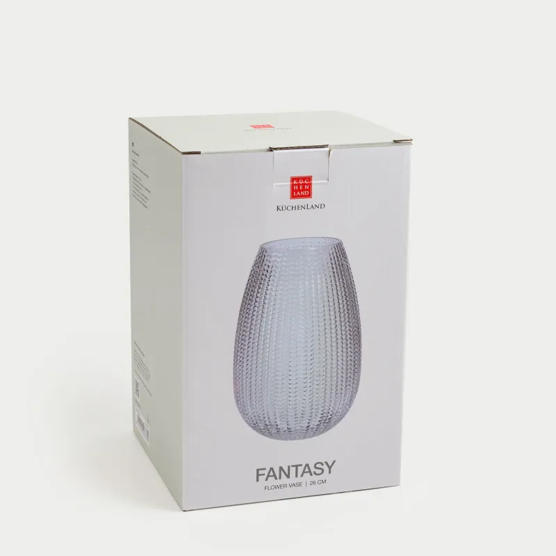 Гүл вазасы , 26 см, шыны, сұр-көк, Fantasy, image-4