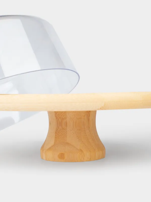 Қақпағы бар тағам, 28x15 см, аяғы бар, бамбук / пластик, дөңгелек, бамбук, image-2