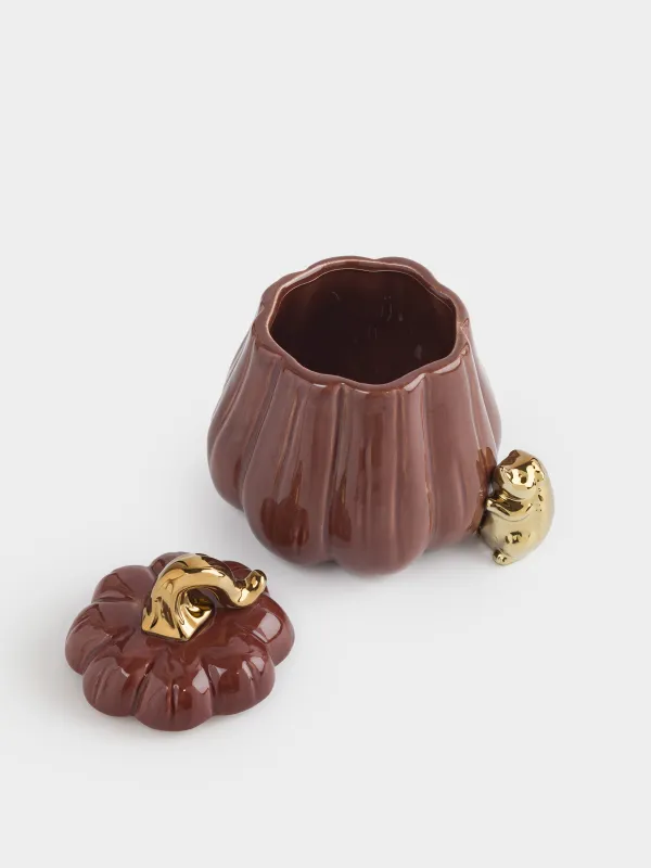 Сақтау ыдысы, 15х16 см, мл, керамика, қою қызыл-алтын, Асқабақтағы кірпі, Colors autumn, image-3