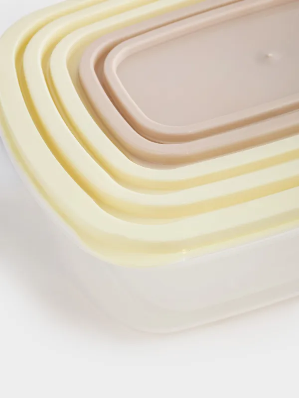 Контейнерлер жинағы, 5 дана, пластик, тікбұрышты, сүт/сұр-қоңыр, Rista, image-4