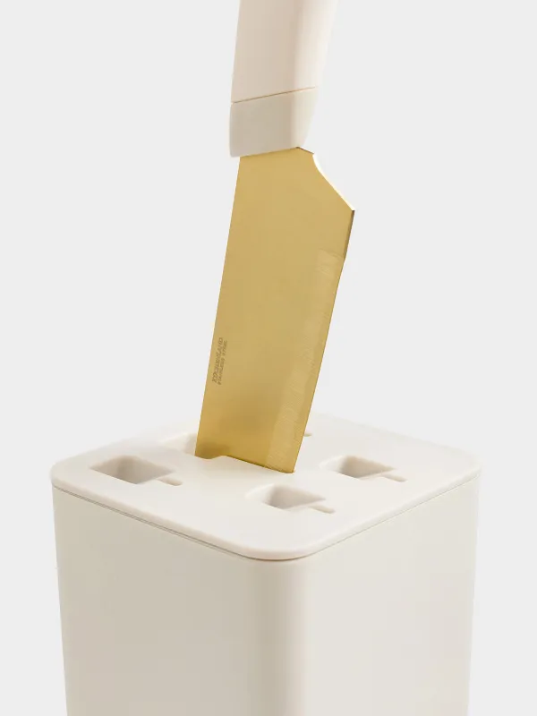 Пышақтар жинағы, 5 зат, тұғырда, болат/пластик, сарғылт-қоңыр, Levadi, image-3