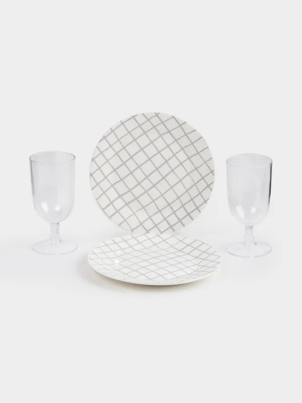 Пикник себеті, 36х28 см, 2 адам, 12 зат, жүзім, дөңгелек, қоңыр, Picnic, image-2