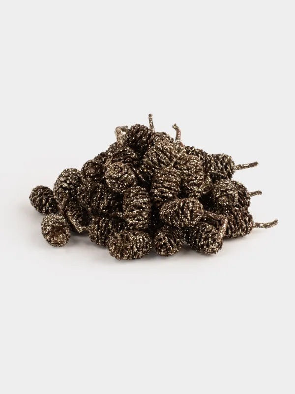 Набор декоративный, 9x22 см, шишки, бронзовый/шампань, Шишки в блестках, Conifer delice, image-1