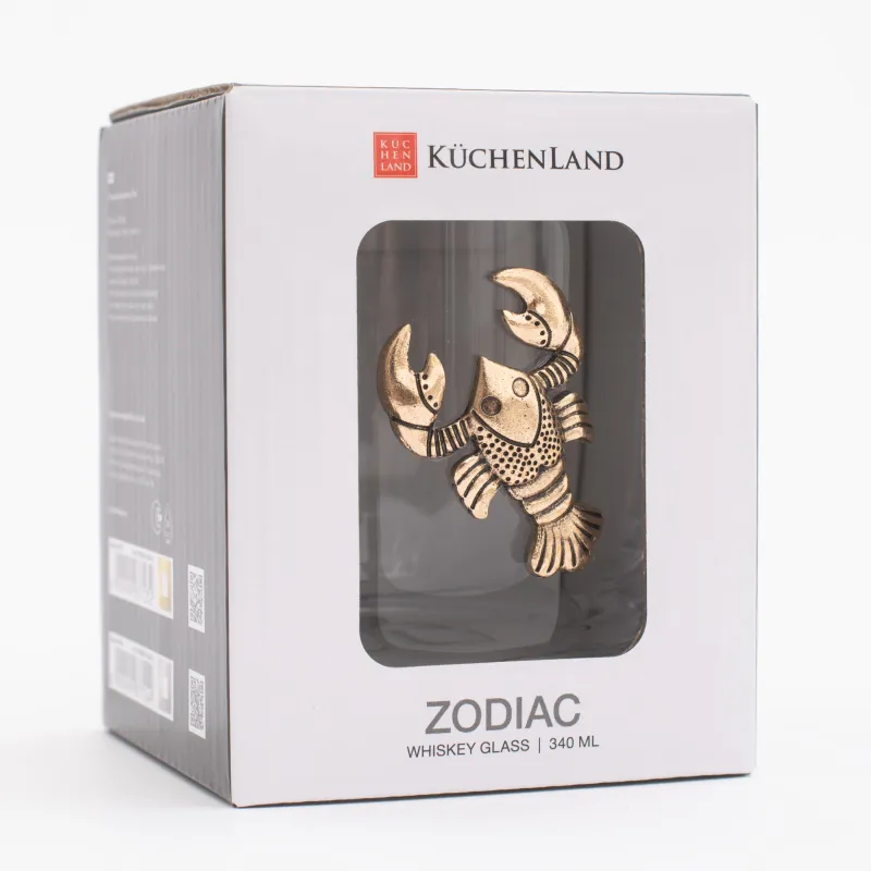 Виски стақаны, 10 см, 340 мл, шыны/металл, алтын, Шаян, Zodiac, image-5