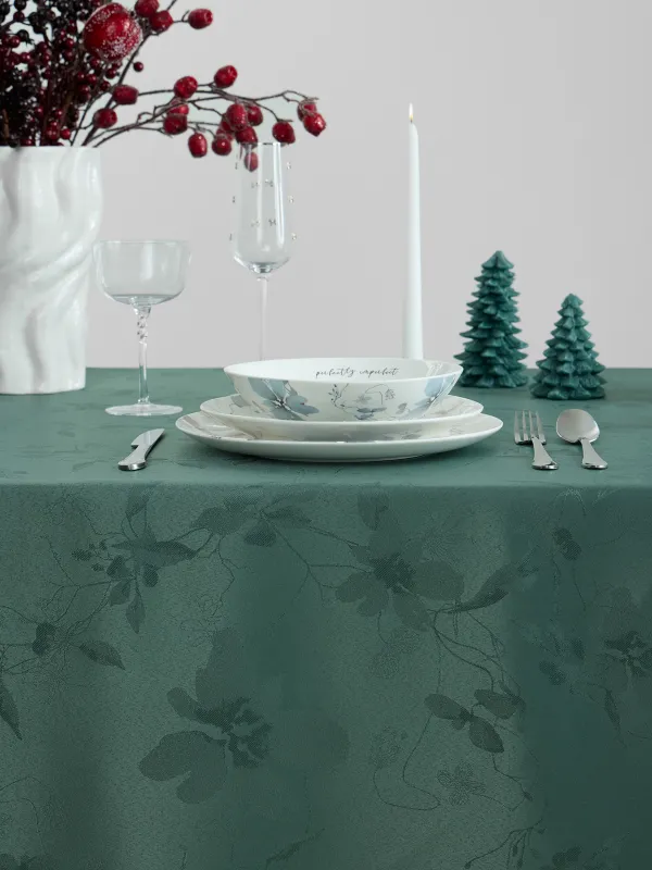 Скатерть, 170х250 см, из жаккарда, Цветы, Flora green, image-3