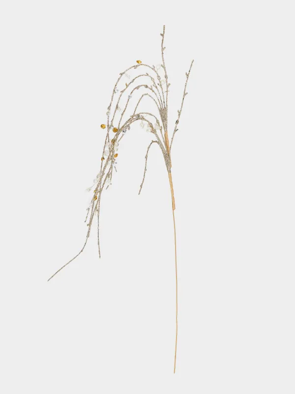 Ветка декоративная, 72 см, Серебристо-золотистые кристаллы, Crystal decor, image-0