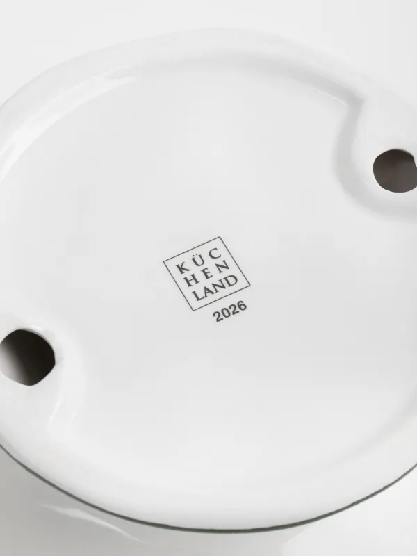 Жеміс вазасы, 27х12 см, аяқты, керамика, Жылқы, Сhristmas green, image-4