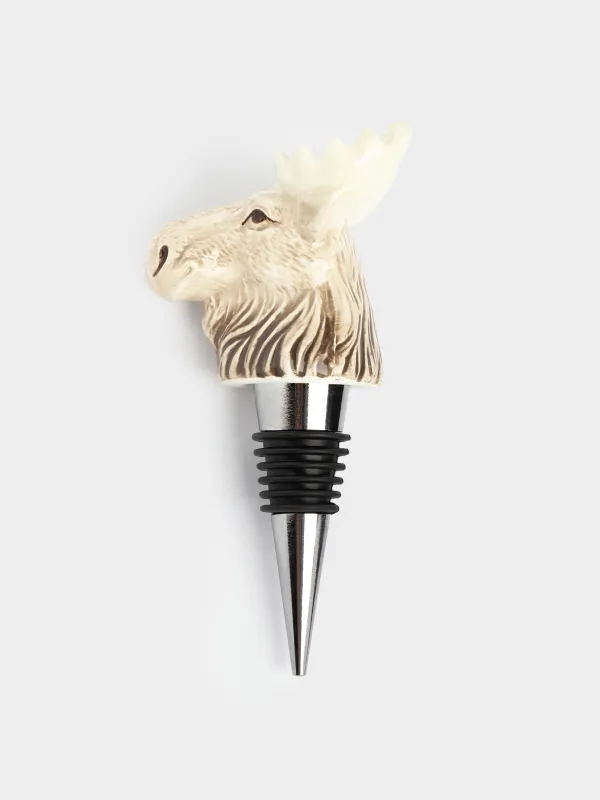 Шарап бөтелкесінің тығыны, 12 см, болат/керамика, сүт түстес және қоңыр, Бұлан, Moose story, image-2