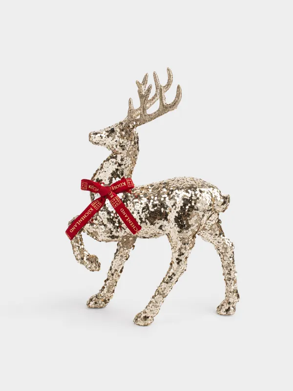 Мүсінше, 31 см, пластик, шампан, Қою қызыл бантигі бар бұғы, Deer sparks, image-1