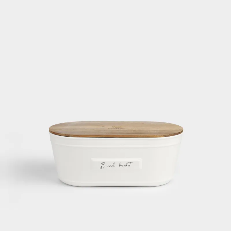 Нан қорабы, 33х17х13 см, кесу тақтасы бар, керамика/ағаш, сопақ, сүт түстес, Home stories