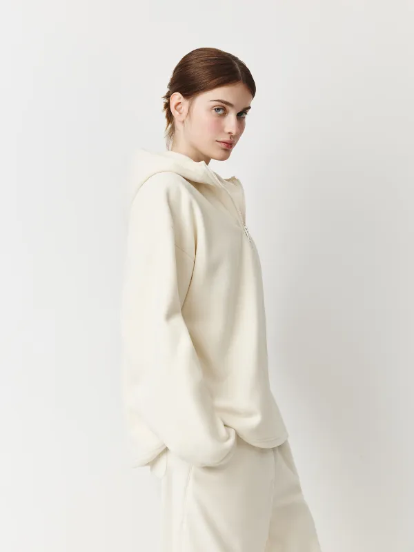 Әйелдер толстовкасы, өлшемі XS, сыдырмасы бар, капюшоны бар, полиэстер, сүт түстес, Milegros, image-4