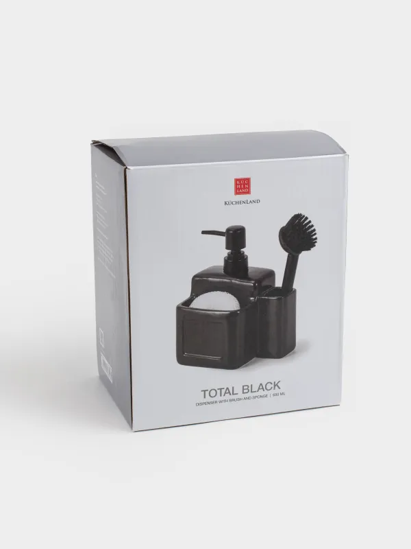 Жуғыш зат диспенсері, 550 мл, ұйымдастырушы, губка / щетка, керамика, қара, Жалпы қара, image-6