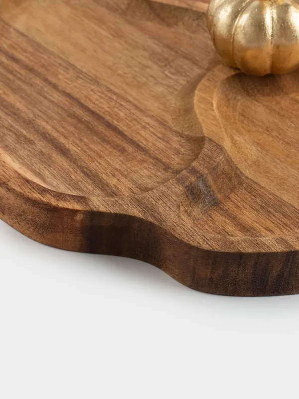 Менажница, с декором, 27х27 см, 3 отд, дерево/полирезин, Золотистая тыква, Noble tree, image-2