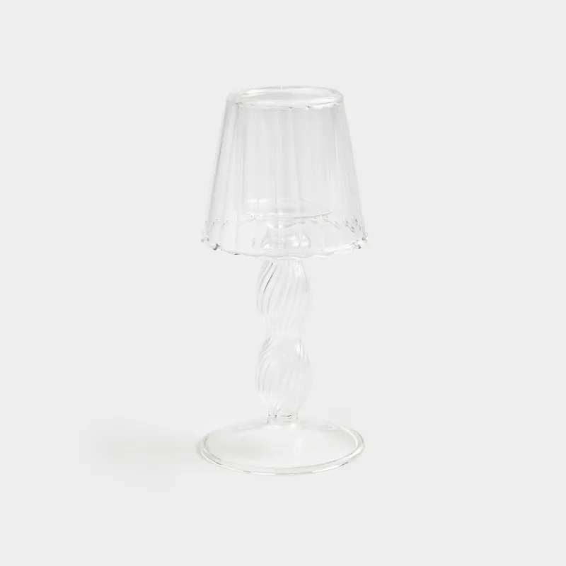 Шам ұстағыш, 17 см, шай шамына арналған, аяқты, шыны Б, Еден шамы, Clear