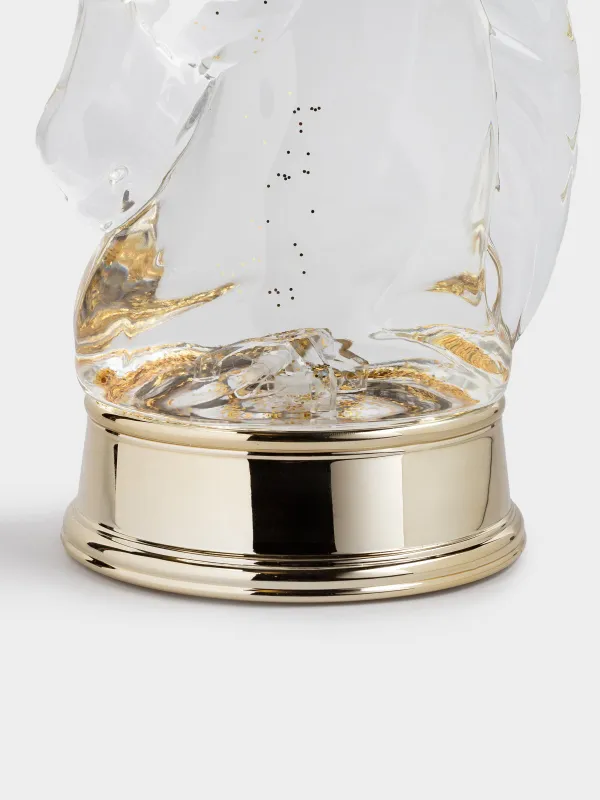 Снежный фонарь, 23 см, с подсветкой, пластик, золотистый, Лошадь с блестками, Golden style, image-4