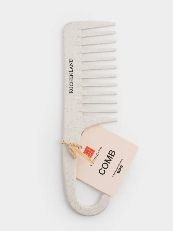 Тарақ, 23 см, тоқылған тұтқасы бар, өсімдік талшығы/пластик, сарғылт, Comb, image-2