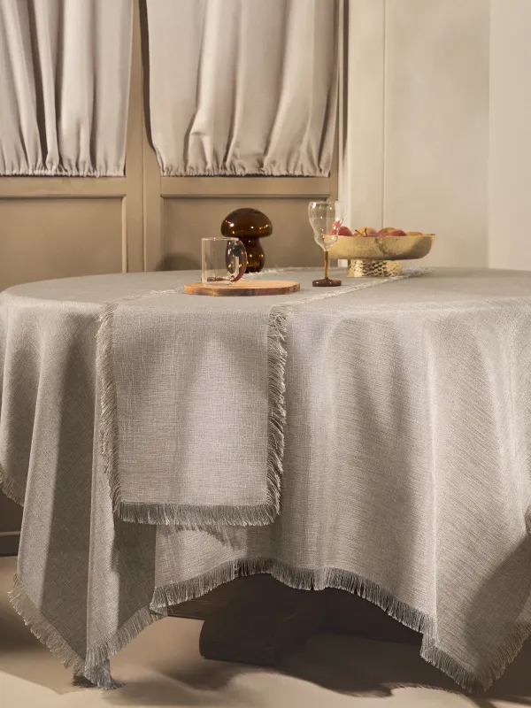 Үстел төсеніші, 40х160 см, шашағы бар, полиэстер, сұр меланж, Beverin, image-9