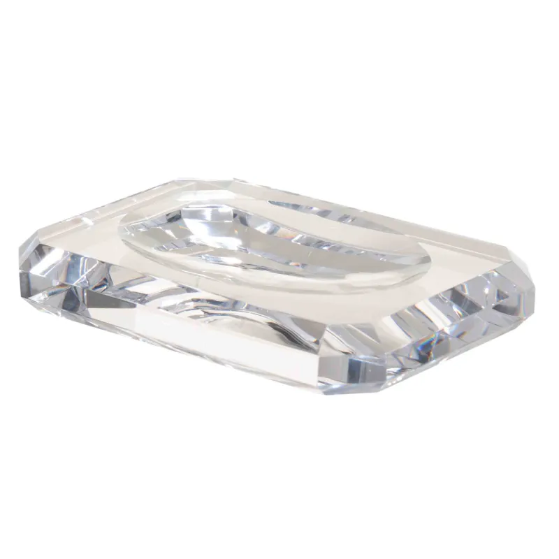 Сабын салғыш, 12х8 см, шыны, тікбұрыш, Қырлар, Shower Crystal Glance, image-1