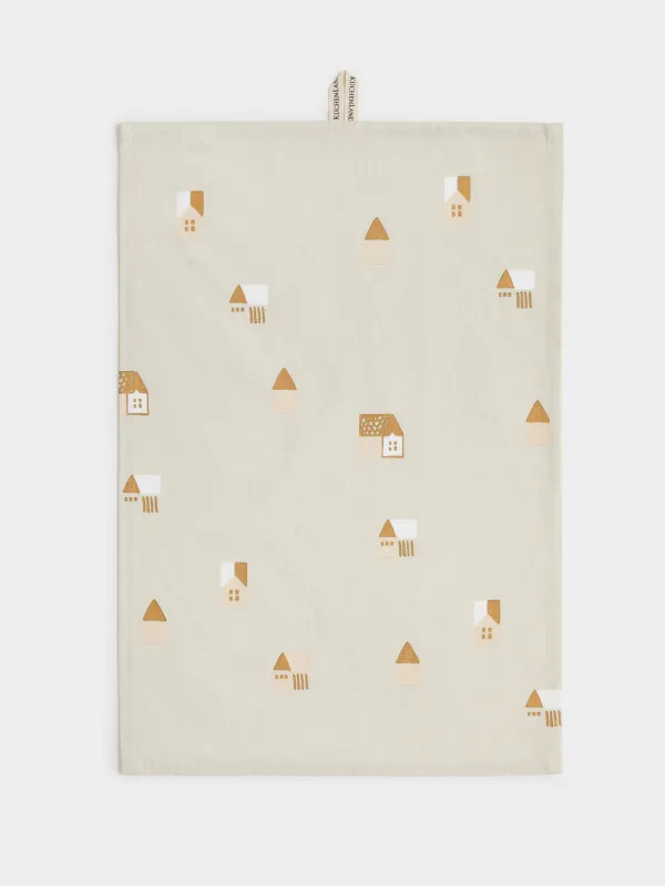 Асүйлік сүлгі, 40х60 см, 2 дана, мақта, ақ/сарғылт-қоңыр, Жолақтар/Гүлдер, Meadow, image-2