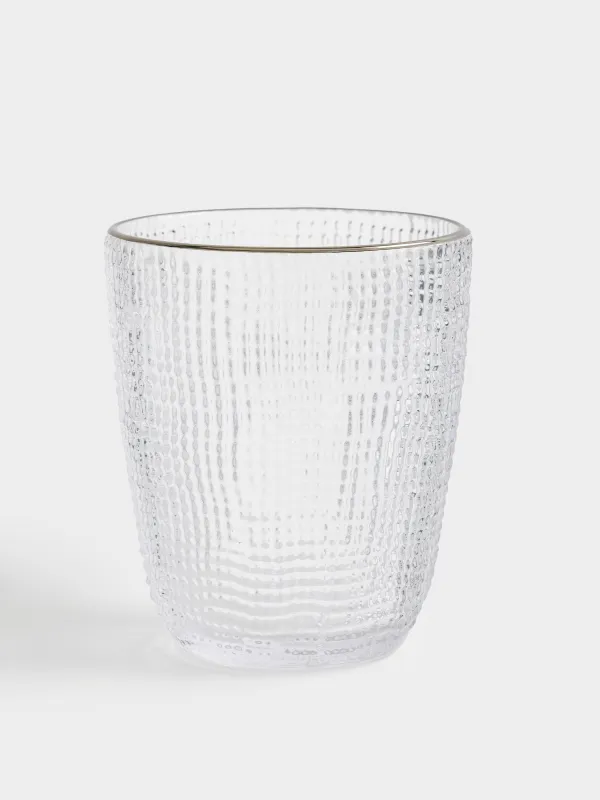 Стакан, 10 см, 320 мл, стекло Р, с серебристым кантом, Grain silver, image-0