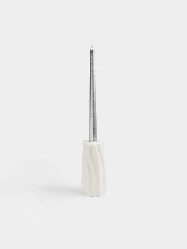 Шам ұстағыш, 14 см, жіңішке шамға арналған, керамика, сүт түстес, Толқынды жиек, Crumple, image-2