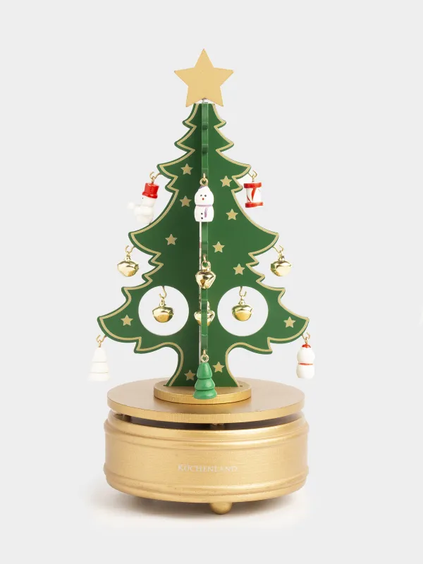Ммүсінше, музыкалық, 20 см, салпыншағы бар, бұралатын, МДФ, жасыл, Шырша, Christmas style, image-0