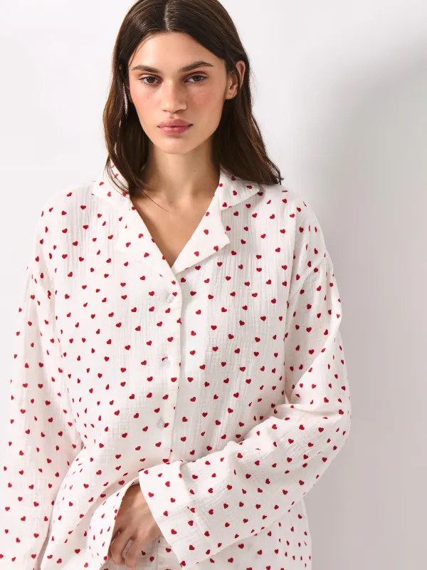 Әйелдер жейдесі, үйге арналған, өлшемі S, ұзын жеңді, муслин, сүт түстес, Гүлдер, Ateira, image-0