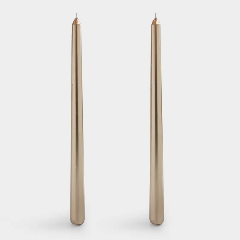 Свеча, 30 см, 2 шт, тонкая, золотистая, Vivid candle