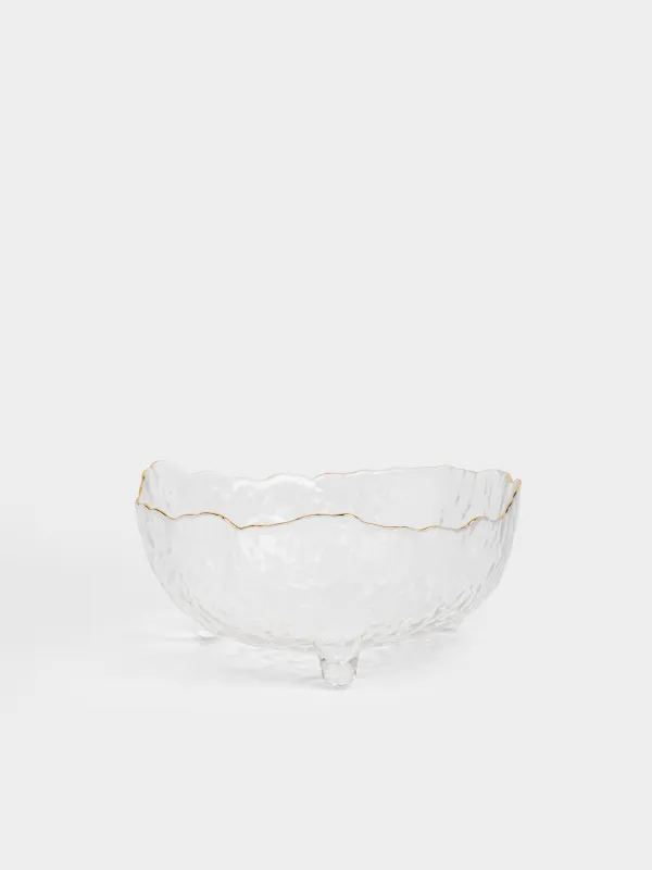 Салат ыдысы, 21х10 см, 1,3 л, аяқты, шыны, алтын жиектері бар, Nautilus gold, image-0