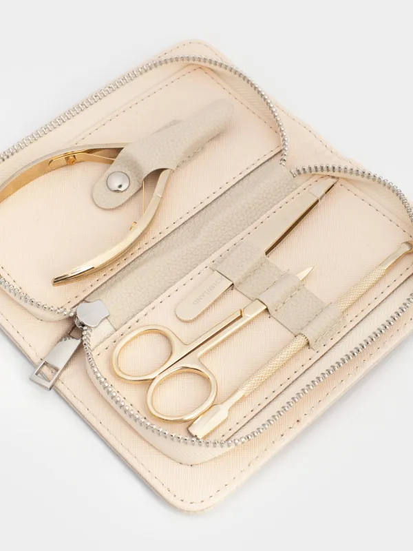 Маникюр жиынтығы, 4 зат, құтыда, болат/полиуретан, алтын, Manicure gold, image-2