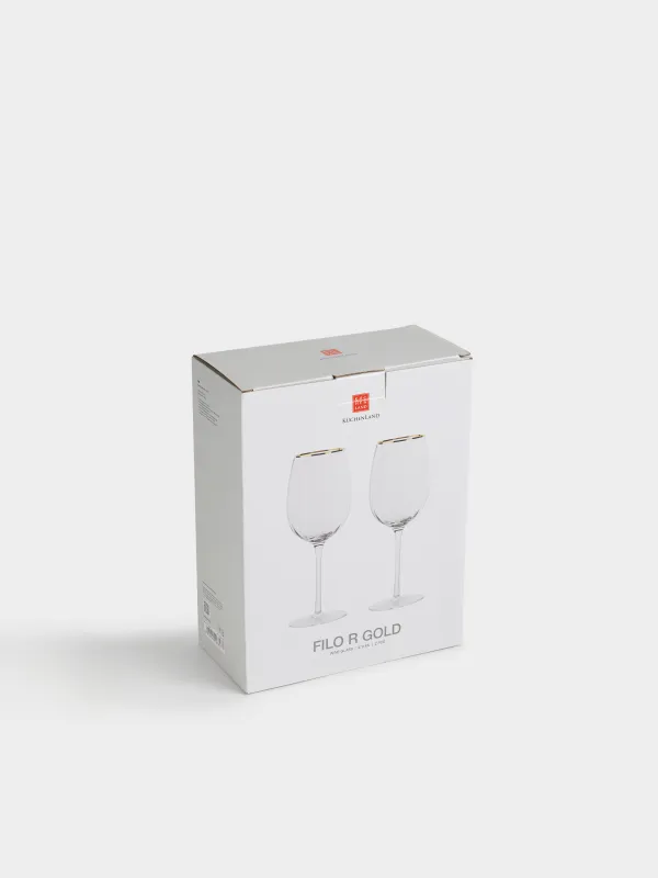 Шарап бокалы, 470 мл, 2 дана, шыны Р, алтын жиегі бар, Filo R gold, image-4