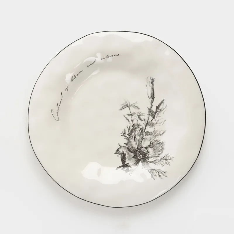 Тарелка обеденная, 28 см, керамика D, белая, Графичные цветы, Floria graphic