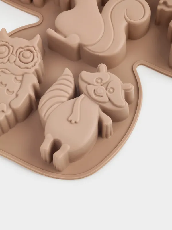 Форма для выпечки кексов, 22х20 см, 6 отд, силикон, коричневая, Гриб, Bakery color, image-3