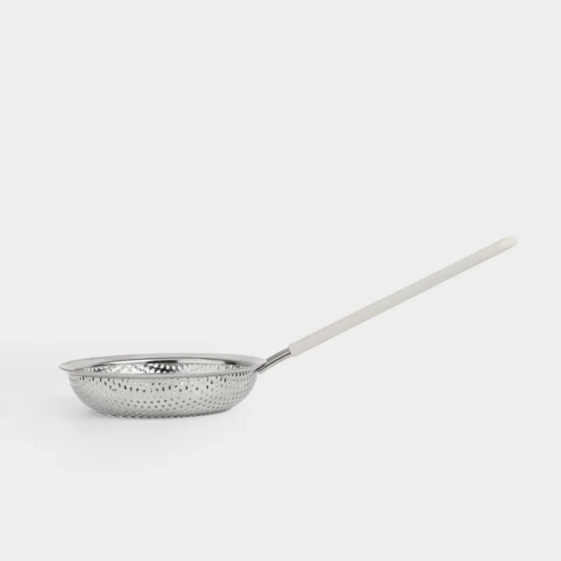 Дуршлаг-шумовка, 14х32 см, с длинной ручкой, сталь/силикон, бежевый, Sieve