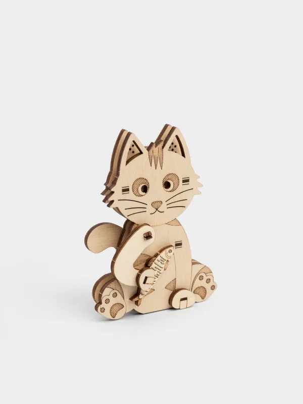 Шығармашылық жиынтығы, 10х8 см, 3D-конструктор, ағаш, Мысық, Cat, image-2