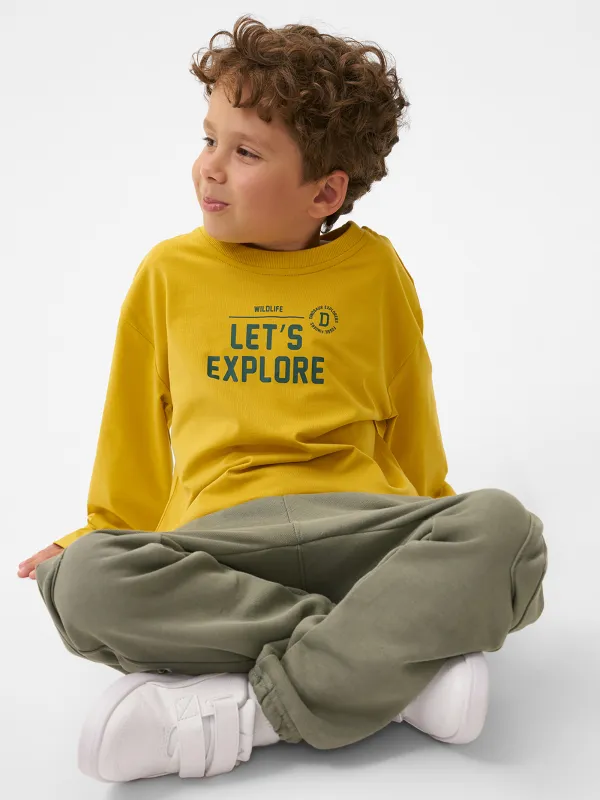 Лонгслив детский, для мальчиков, хлопок/спандекс, горчичный, Carson, image-3