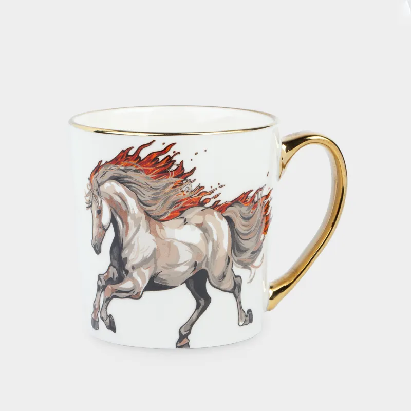 Саптыаяқ, 500 мл, фарфор N, ақ-алтын, Отты жылқы, Fiery horse