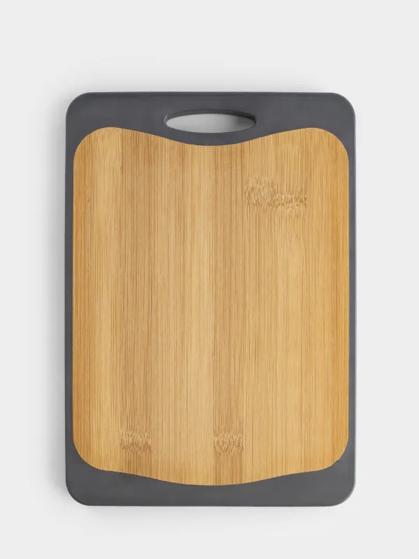 Кесу тақтасы, 28, 5х20 см, екі жақты, бамбук/пластик, қара, Marble bamboo, image-1